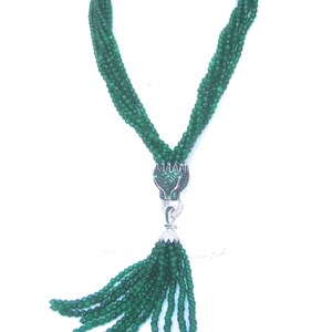 Opulent Green Crystal Panther Tassel Necklace image 10