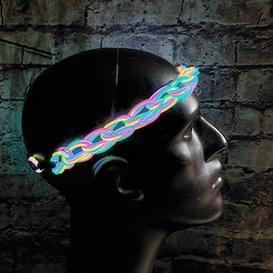 Rainbow Glow Headband ™-Handmade Light Up EL Wire,Pride,LGBTQ,Outfit,Braided,Rave,Neon,Halloween,burning man,Cosplay,Party,jewelry,Festival