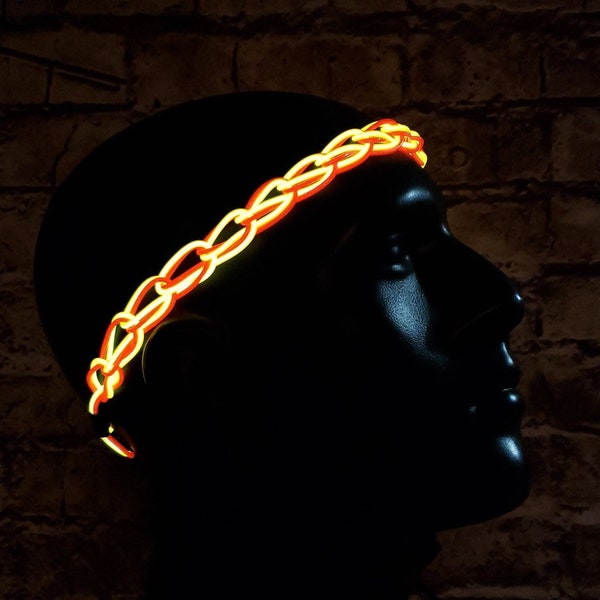 Light-Up Glow Headband™ -Handmade EL Wire,Adjustable,Outfit,Braided,EDM,Rave,Neon,Halloween,burning man,Cosplay,Party,jewelry,Festival,tech