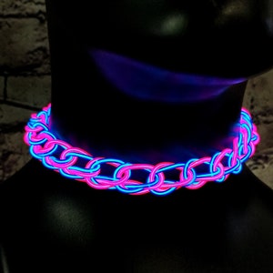 Light-Up Glow Choker ™ -Handmade EL Wire Necklace,Outfit,Braided,EDM,Rave,Neon,Halloween,burning man,Cosplay,Party,jewelry,Festival,original