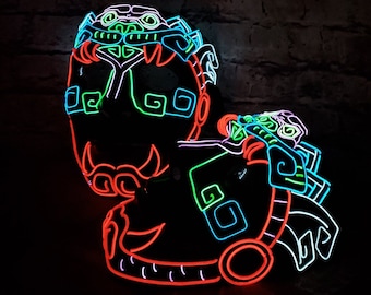 JAGUAR Mask - Handmade,EL Wire,Mayan,Neon,Outfit,Ancient,Rave Mask,Halloween,Burning Man Festival,Cosplay,Party,Glow,Face mask,custom,light