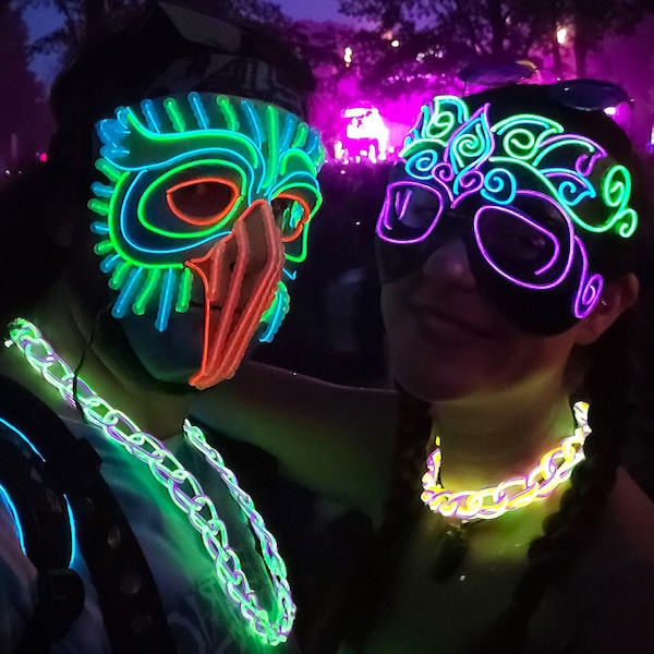 Light-Up Glow Choker ™ -Collier en fil EL fait à la main, tenue, tressé, EDM, Rave, Néon, Halloween, Burning Man, Cosplay, Fête, bijoux, Festival, original