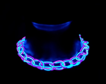 Light-Up Glow Choker ™ -Handmade EL Wire Necklace,Outfit,Braided,EDM,Rave,Neon,Halloween,burning man,Cosplay,Party,jewelry,Festival,original