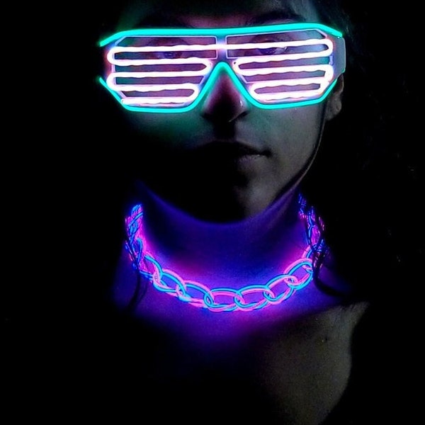 Light-Up Glow Choker ™ -Handmade EL Wire Necklace,Outfit,Braided,EDM,Rave,Neon,Halloween,burning man,Cosplay,Party,jewelry,Festival,original