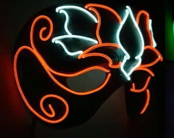 LOTUS FLOWER Neon Half Mask Handmade,el Wire,masquerade,art,rave ...