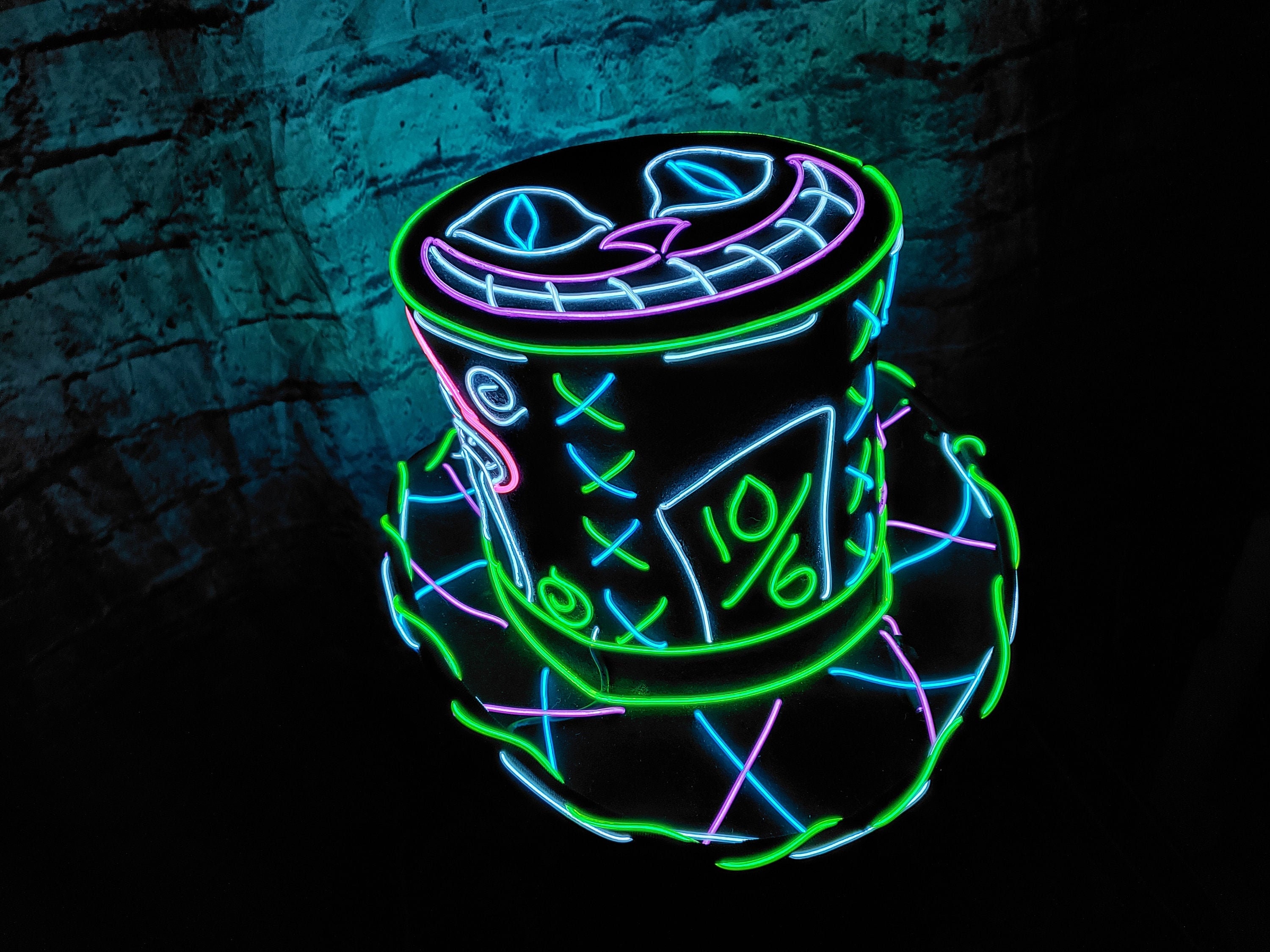 Neon Top Hat Custom LED Light Up HatEl WireRaveMad Etsy