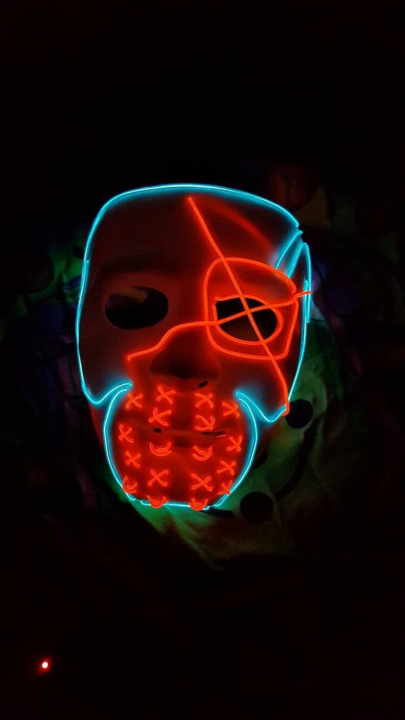 DEADSHOT Style~ LED Light Up Mask,El Wire,Rave Mask,Handmade,Purge Mask,Glow,Futuristic,Neon,Festival,Halloween,villain,Cosplay,dc,Comic Con