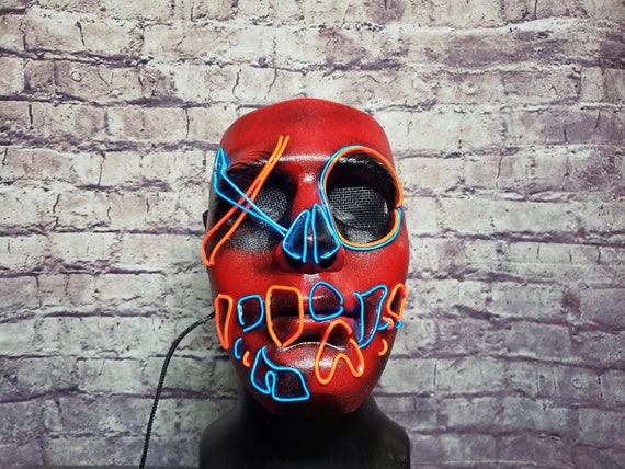 XO SKULL ~ LED Light Up Mask,El Wire,Painted,Purge Mask,Rave Mask,Glow,anarchy,Neon,Handmade,Festival,Halloween,Skeleton,Horror,Scary Mask XO SKULL ~ LED Light Up Mask,El Wire,Painted,Purge Mask,Rave Mask,Glow,anarchy,Neon,Handmade,Festival,Halloween,Skeleton,Horror,Scary Mask