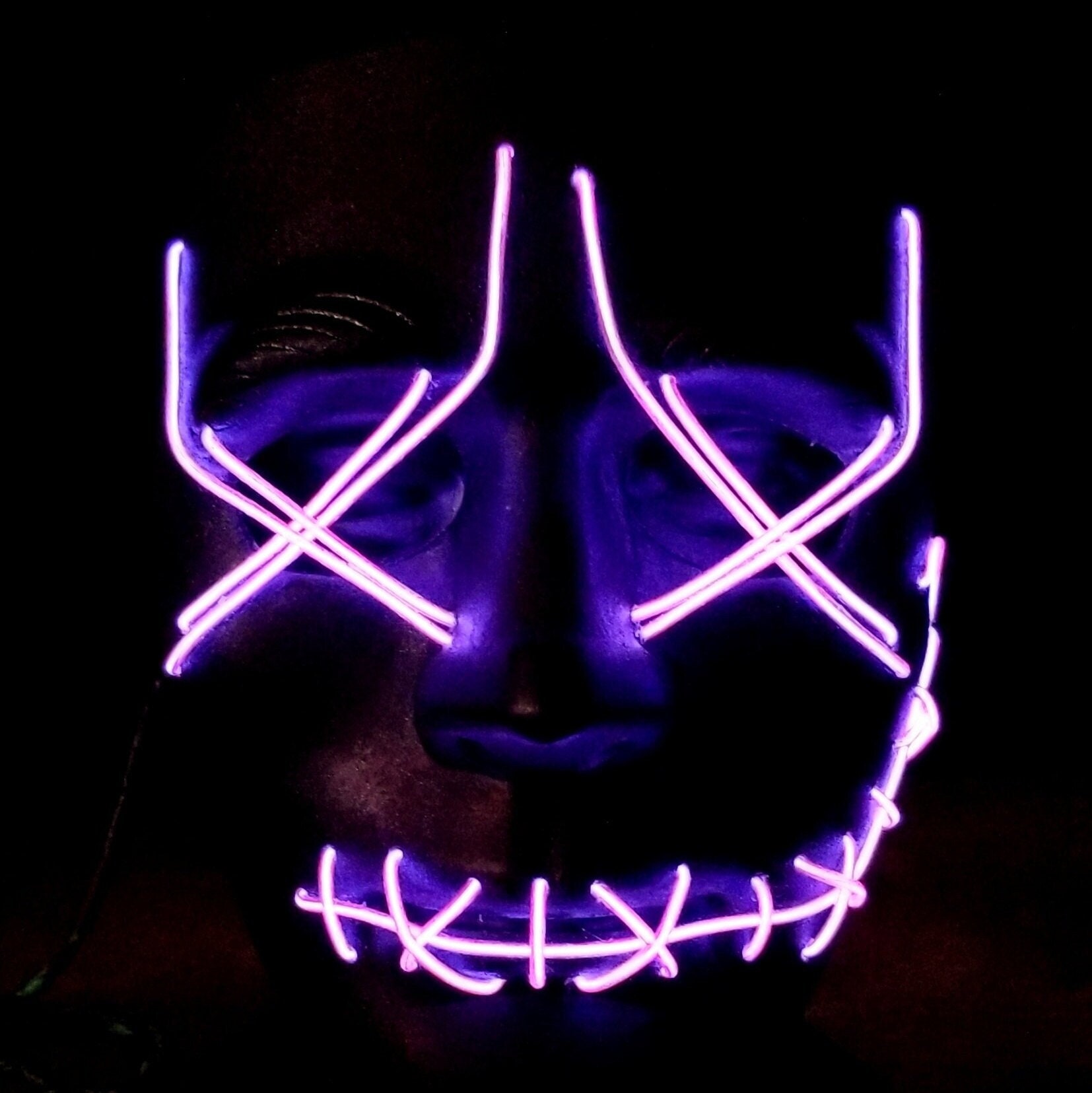 The Smirk Neon Mask, Handmade,el Wire,purge,prop,art,rave Outfit ...