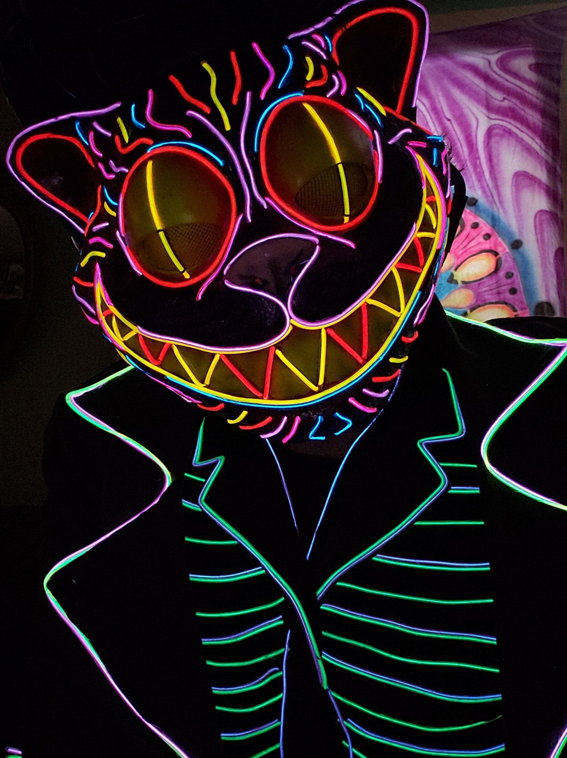 CREEPY CAT LED Light Up Cat MaskHand SculptedResin MaskEl Etsy
