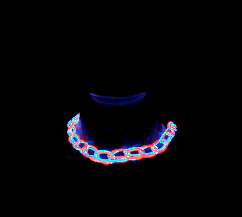 Light-Up Glow Choker ™ Handmade EL Wire Necklace,Outfit,Braided,EDM,Rave,Neon,Halloween,burning man,Cosplay,Party,jewelry,Festival,original image 4