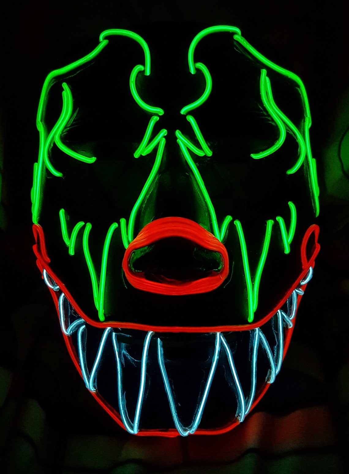 Scary Clown - Neon Mask Handmade,el Wire,clown,tribal,purge Mask,joker ...