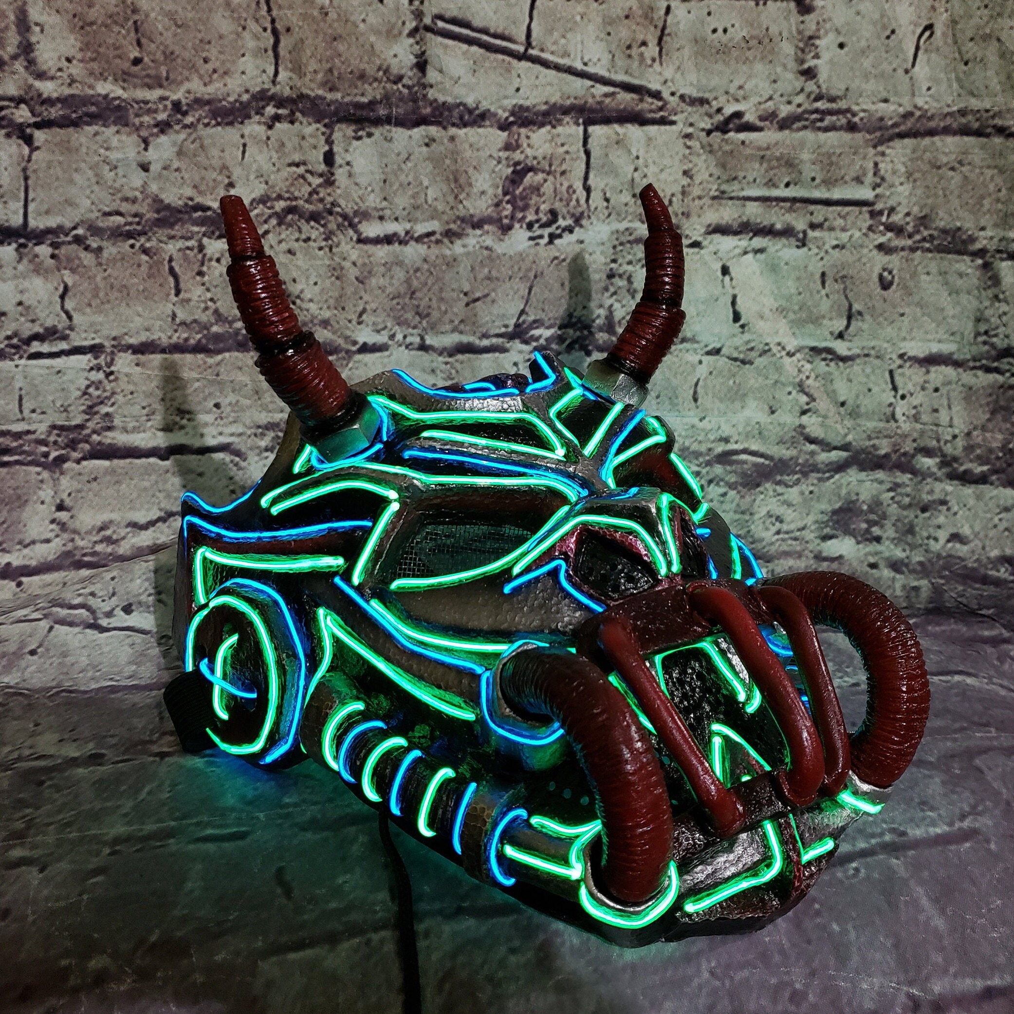 ライト・ランタン SAIBORG motto_kuma TARPtoTARP ver.neuton Cyborg SHOGUN Mask ~ Light Up,samurai,sculpted,resin,el Wire
