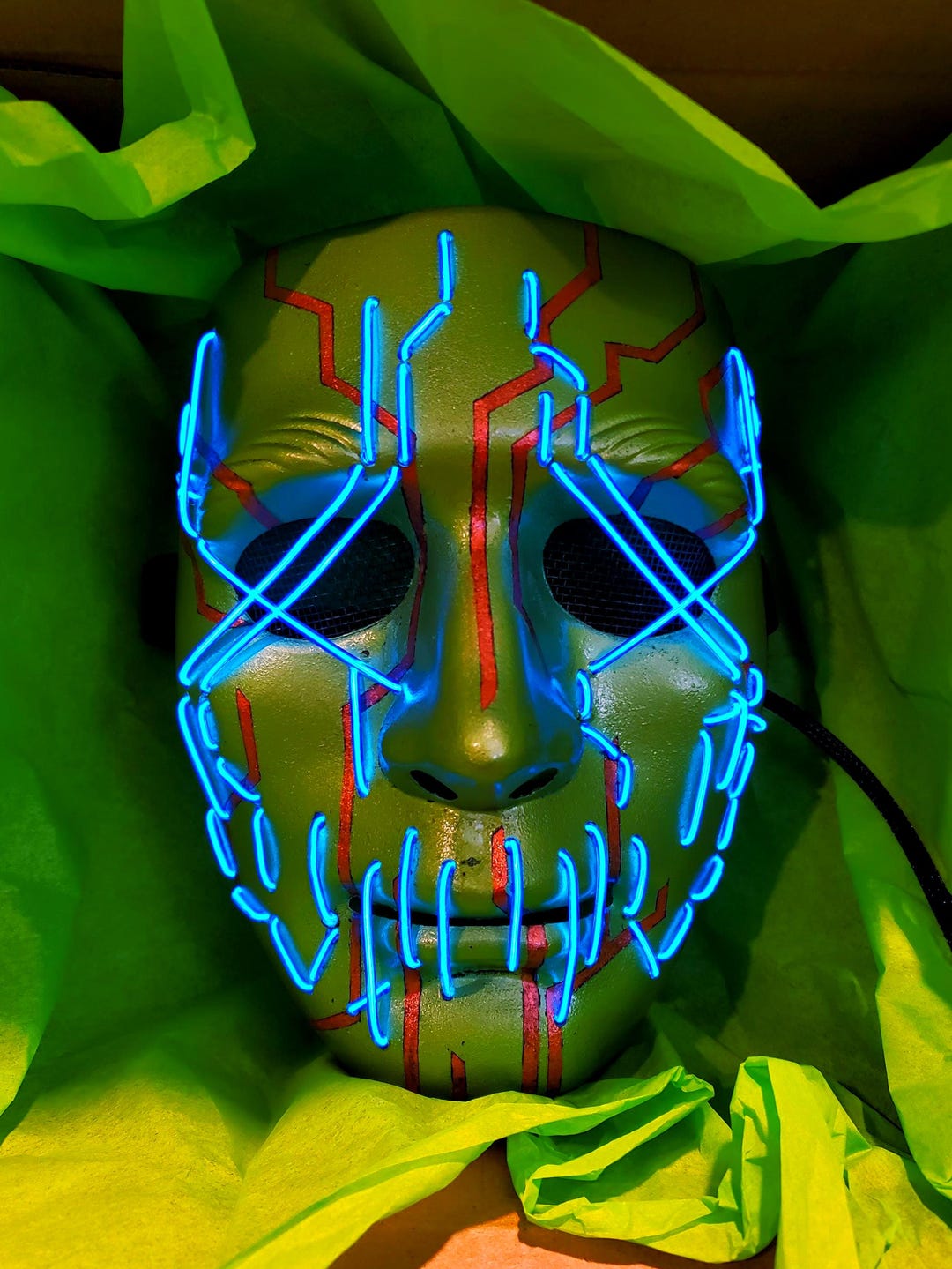 Neon Cyberpunk Mask: EL Wire Cosplay, Rave Costume - Etsy