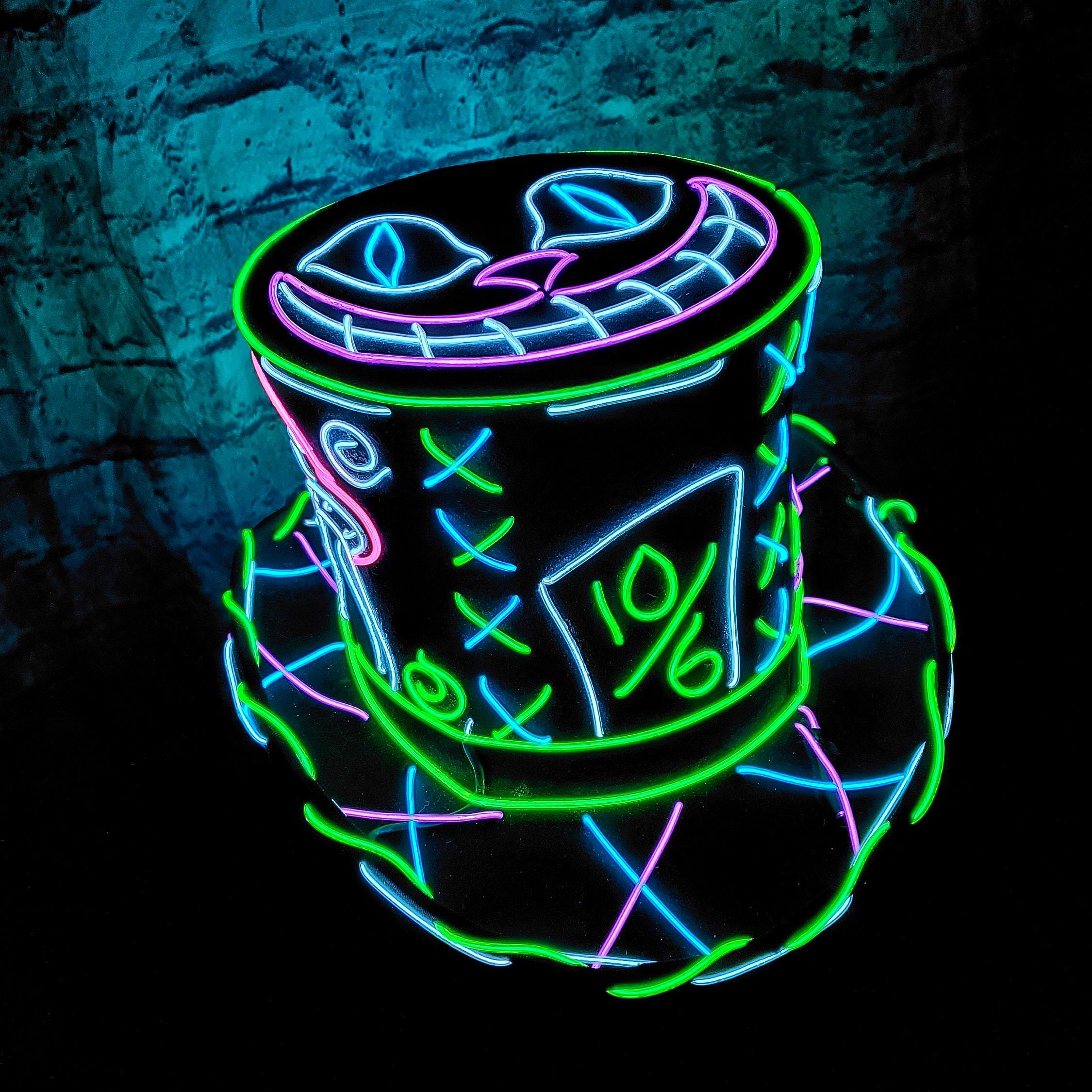 Tea Party Top Hat -custom Handmade Neon Hats,el Wire,light Up,mad