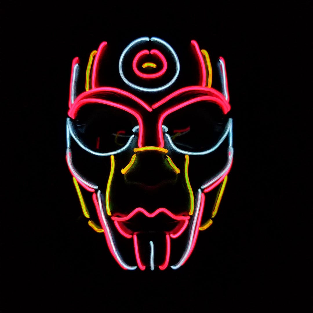 Lady Cyborg Neon Mask – Handmade EL Wire Glow Cosplay | Light up ...