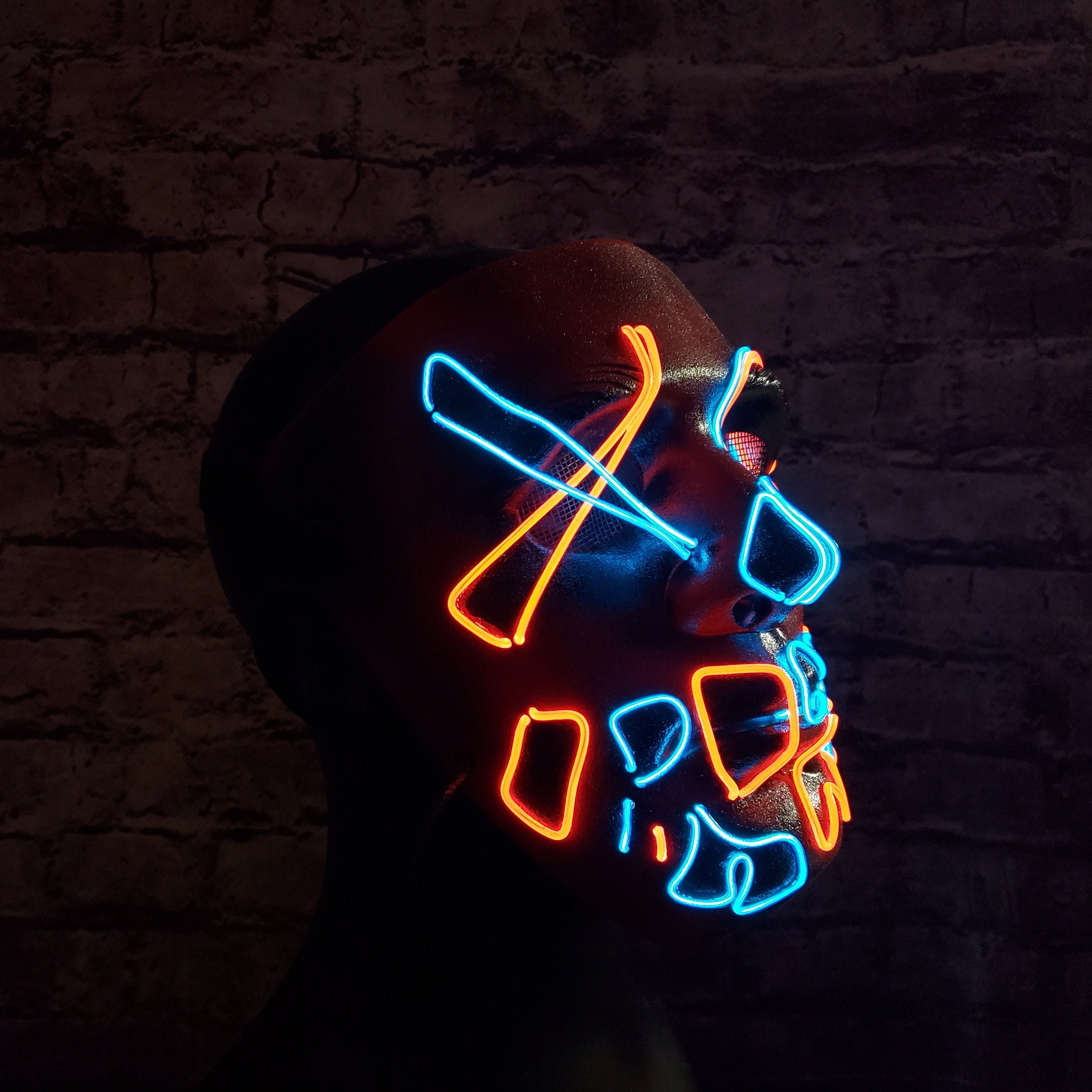 XO Skull - Handmade Mask,el Wire Neon,purge,rave Outfit,halloween ...