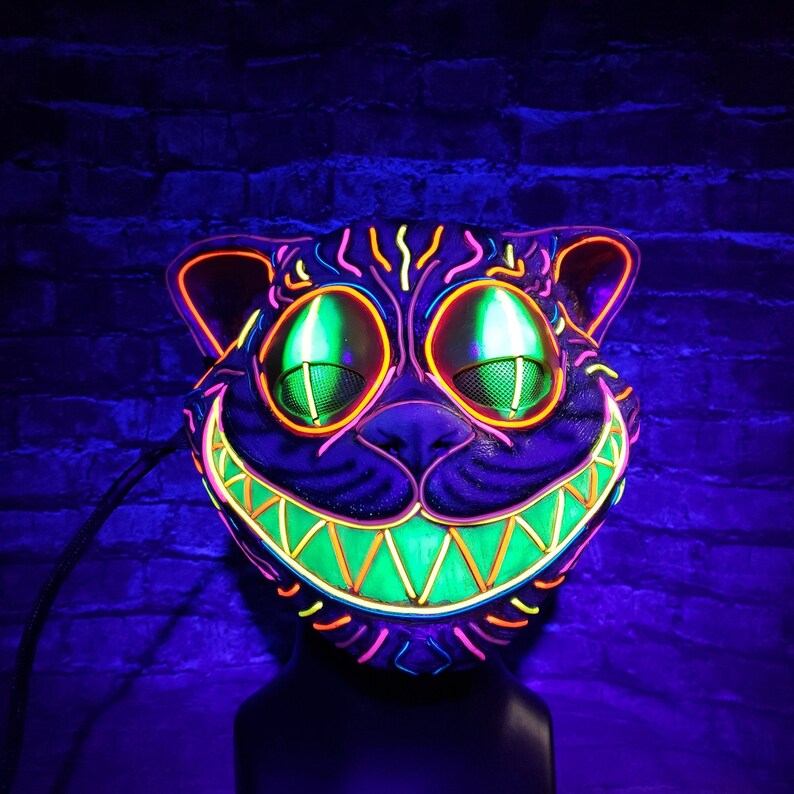 CREEPY CAT LED Light up Cat Maskhand Sculptedresin Maskel Etsy