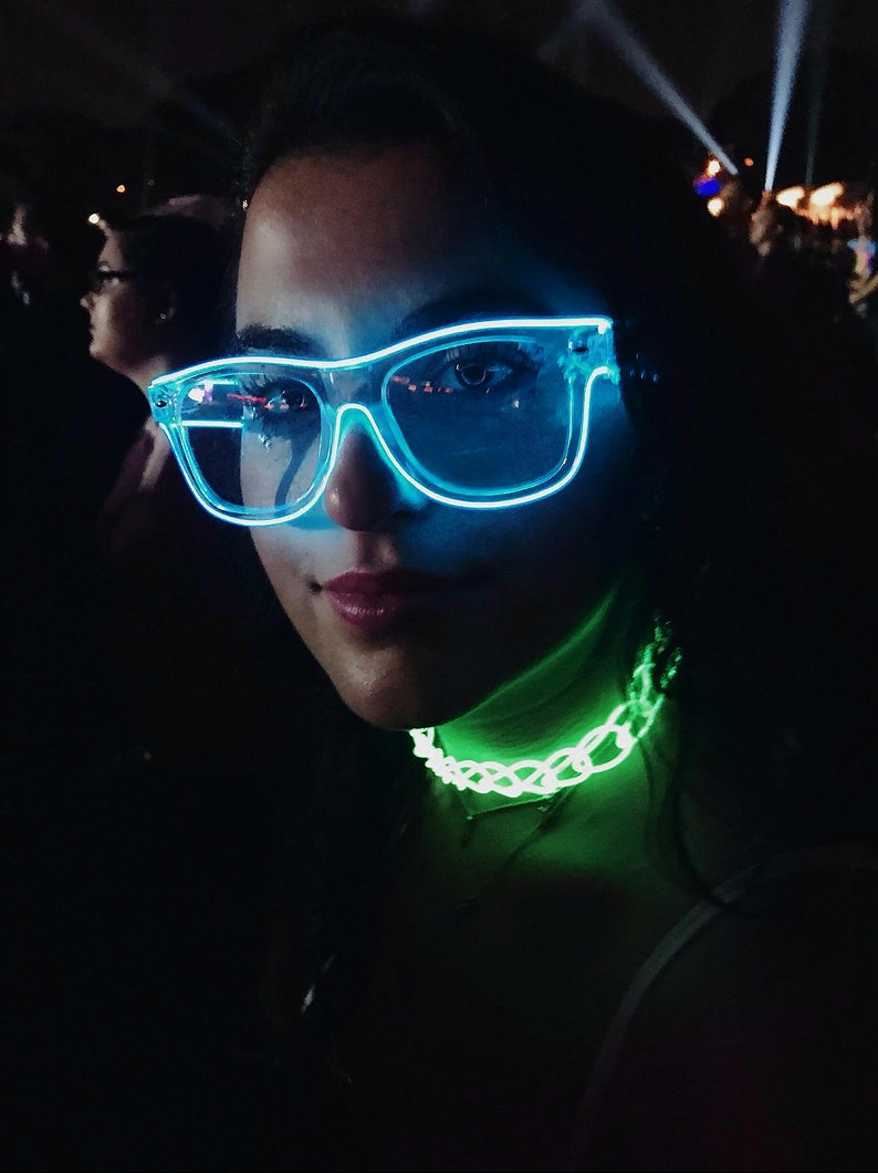 Light-Up Glow Choker ™ Handmade EL Wire Necklace,Outfit,Braided,EDM,Rave,Neon,Halloween,burning man,Cosplay,Party,jewelry,Festival,original image 5