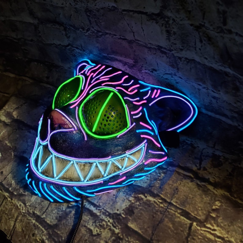 CREEPY CAT LED Light up Cat Maskhand Sculptedresin Maskel Etsy