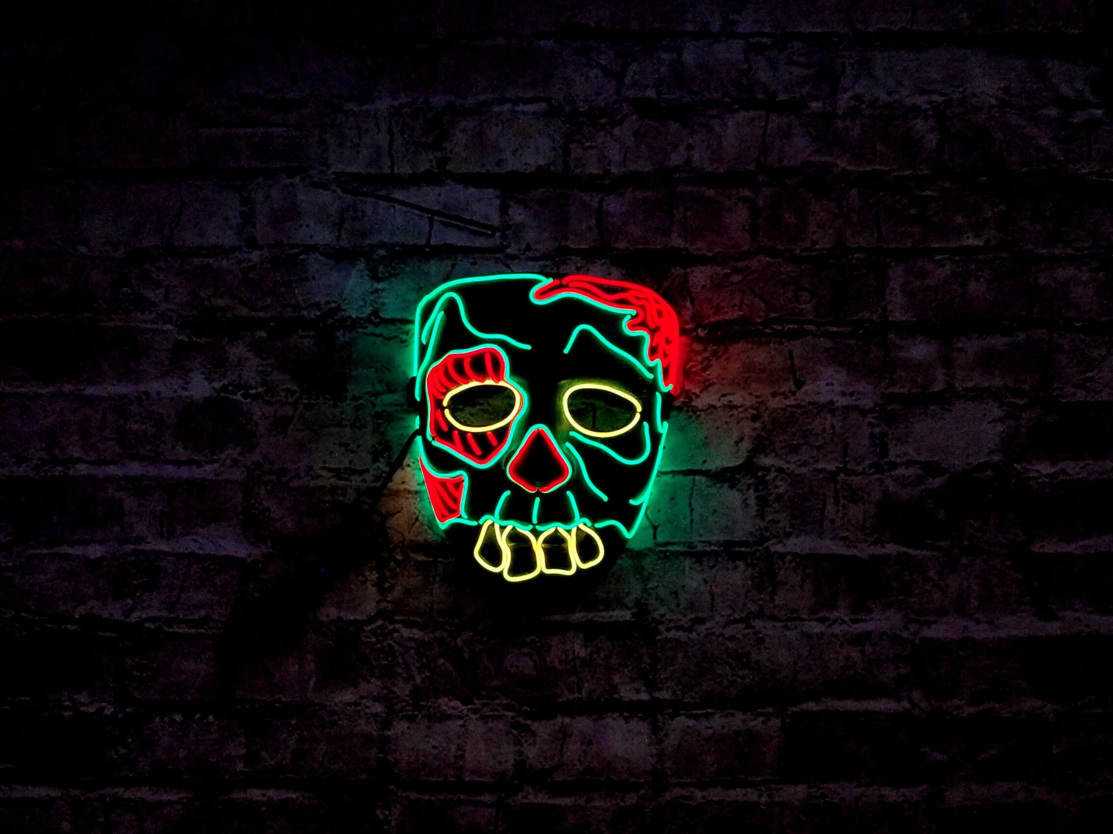LED Glühend leuchtet EL Wire Horror Maske Purge Clownmaske Halloween Zombie