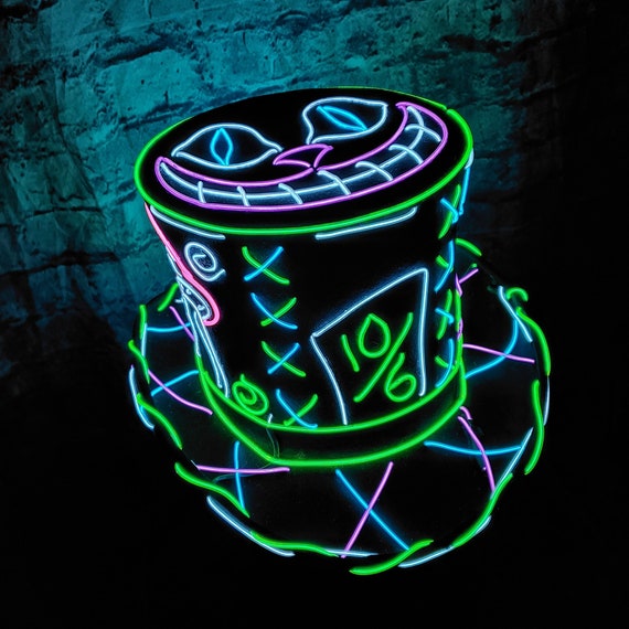 Tea Party Top Hat custom Handmade Neon Hats,el Wire,light Up,mad Hatter,prop,steampunk,costume,burning Man,headpiece,party,halloween Outfit - Etsy Tea Party Top Hat custom Handmade Neon Hats,el Wire,light Up,mad Hatter,prop,steampunk,costume,burning Man,headpiece,party,halloween Outfit - Etsy