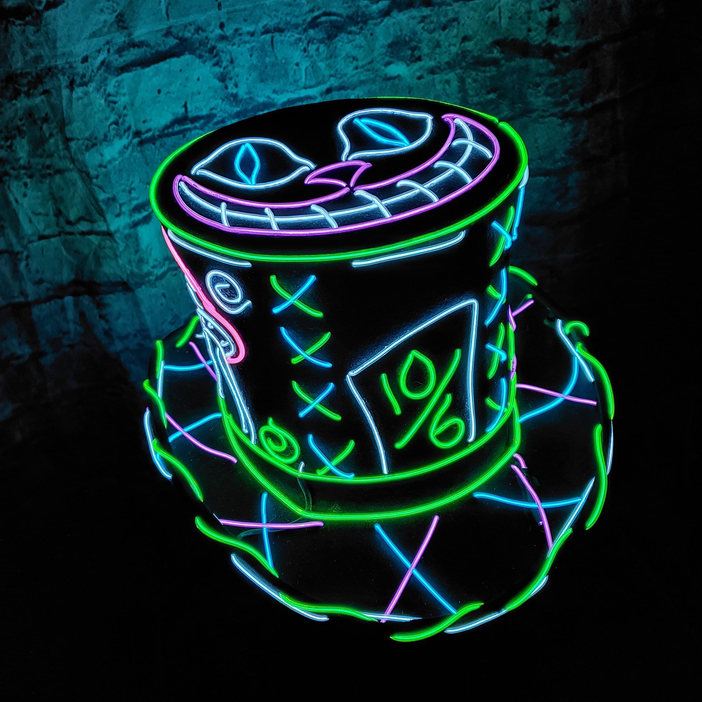 ZMadMaskerConcepts Tea Party Top Hat -Custom Handmade Neon Hats,El wire,Light up,Mad Hatter,Prop,Steampunk,Costume,burning man,Headpiece,Party,Halloween Outfit ZMadMaskerConcepts Tea Party Top Hat -Custom Handmade Neon Hats,El wire,Light up,Mad Hatter,Prop,Steampunk,Costume,burning man,Headpiece,Party,Halloween Outfit