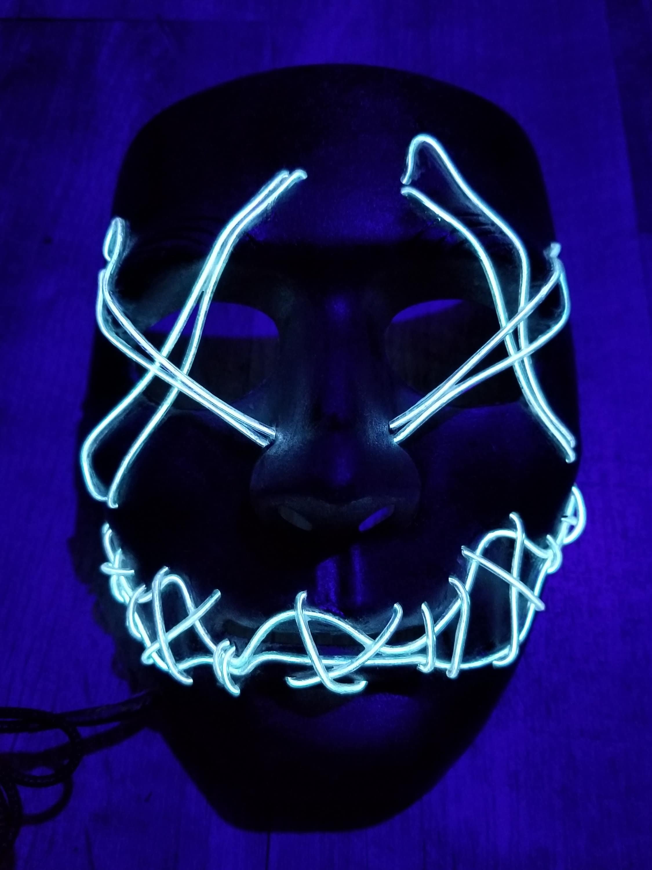 Sitches - Neon Mask Handmade,el Wire,purge,prop,art,rave,halloween ...