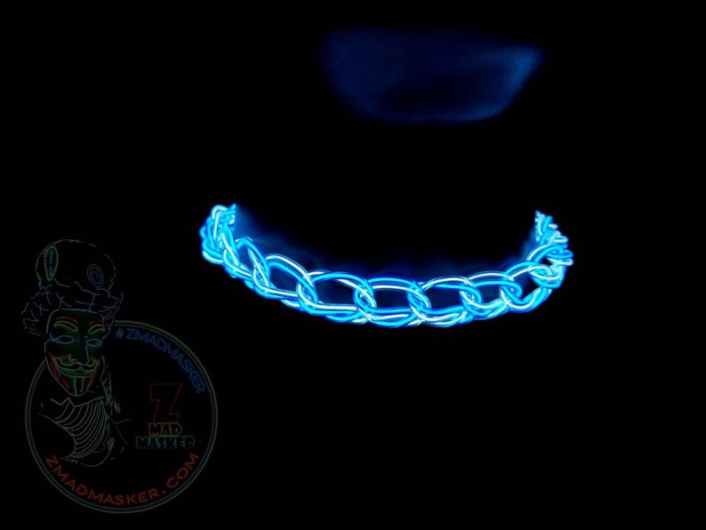 Light-Up Glow Choker ™ Handmade EL Wire Necklace,Outfit,Braided,EDM,Rave,Neon,Halloween,burning man,Cosplay,Party,jewelry,Festival,original image 9