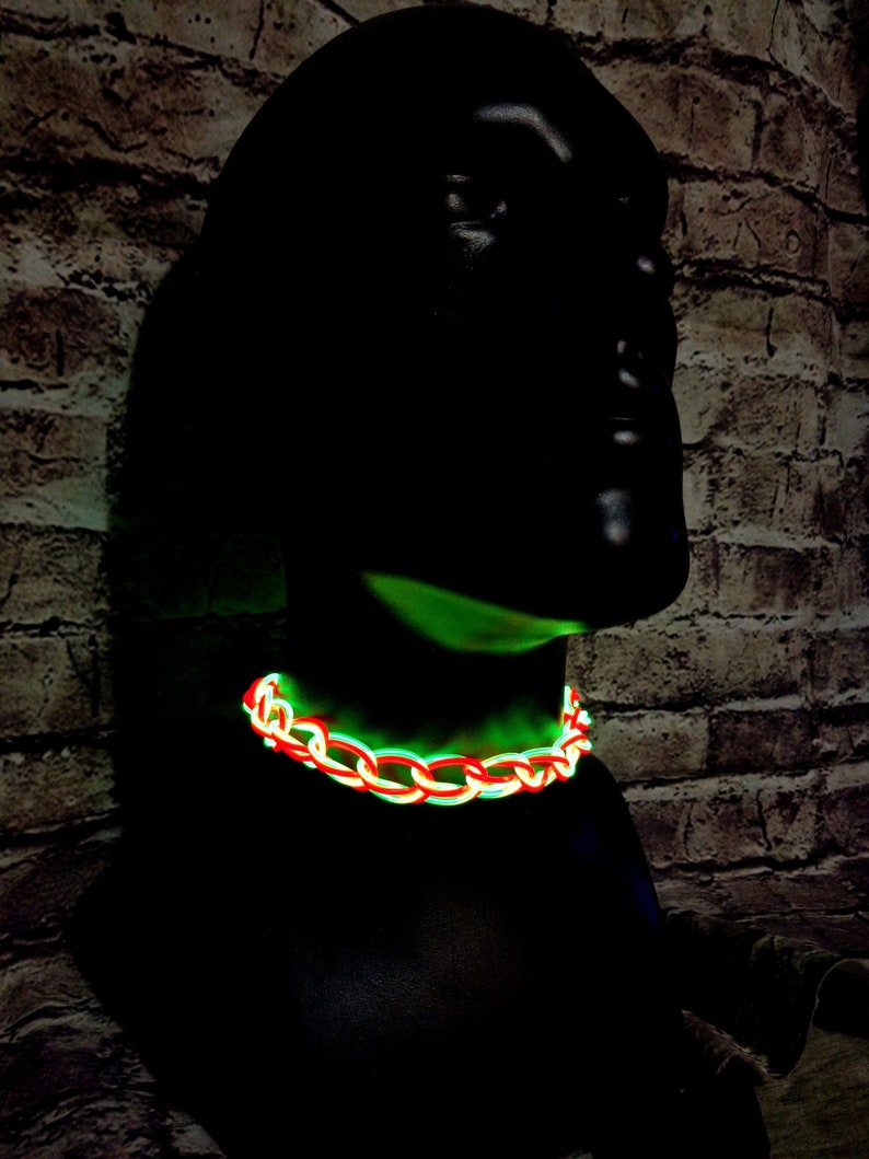 Light-Up Glow Choker ™ Handmade EL Wire Necklace,Outfit,Braided,EDM,Rave,Neon,Halloween,burning man,Cosplay,Party,jewelry,Festival,original image 6