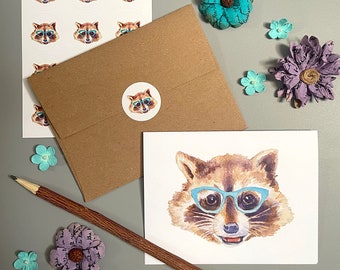 Raccoon in Glasses Note Card Set