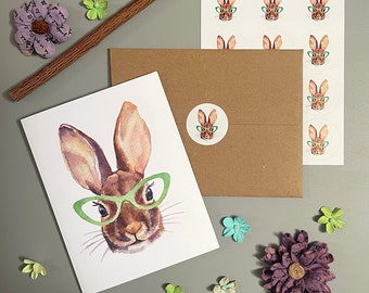 Bunny in Glasses Note Card Set