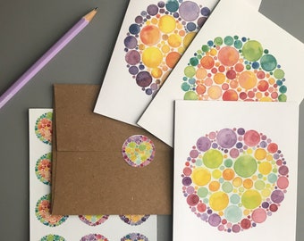 Watercolor Hearts Note Card Set