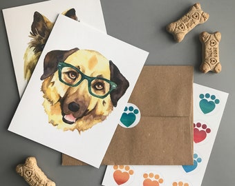 Dogs in Glasses Note Card Set
