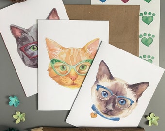 Cats in Glasses Note Card Set