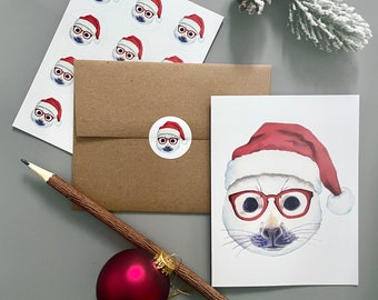 Holiday Seal in Glasses Card Set