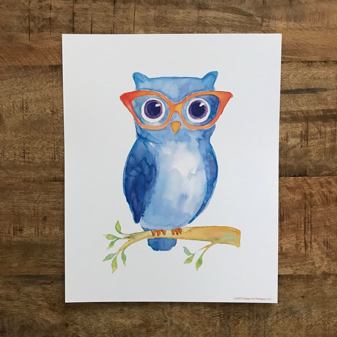 Owl in Glasses Print - Etsy
