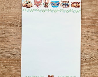 Woodland Creatures in Glasses Notepad