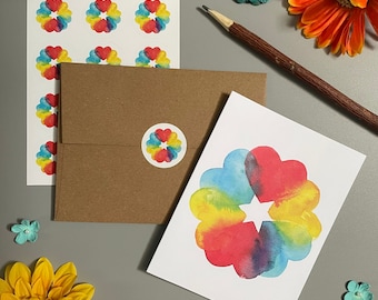 Love Rainbow Hearts Note Card Set