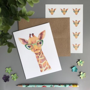 Jeu de cartes de correspondance girafe dans des verres