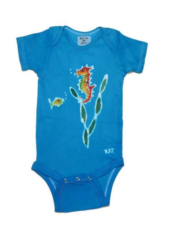 Seahorse Onesie Baby Clothes Turquoise 