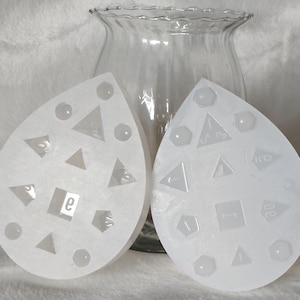 Sharp Edge Dice Slab Mold - DND - Cap Style - FULL SET - Plus Additional D20 - Choose Your D4 - Blanks Option