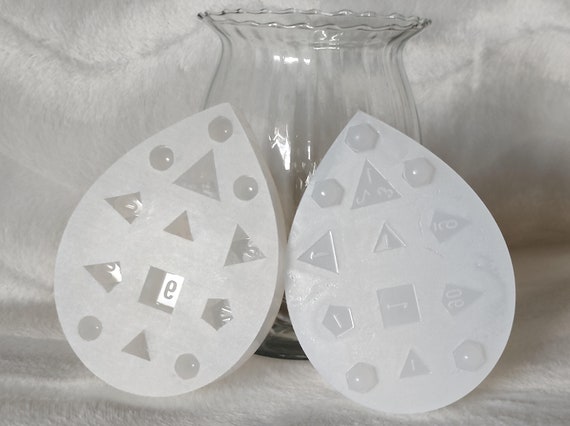 Sharp Edge Dice Slab Mold - DND - Cap Style - FULL SET - Plus Additional D20 - Choose Your D4 - Blanks Option