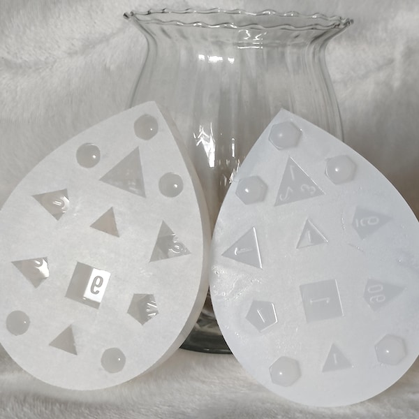 Sharp Edge Dice Slab Mold - DND - Cap Style - FULL SET - Plus Additional D20 - Choose Your D4 - Blanks Option