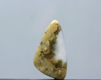 Indonesian Moss Agate Cabochon, Landscape Gemstone (29x17x4 mm)