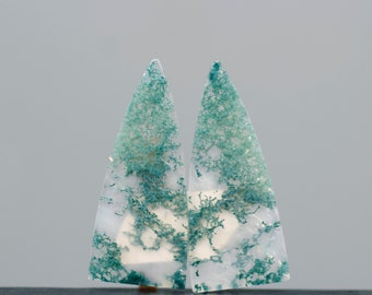 Para kolczyków z zielonego agatu mchowego: indonezyjski agat do kolczyków, sztuki kamienia, biżuterii na prezent