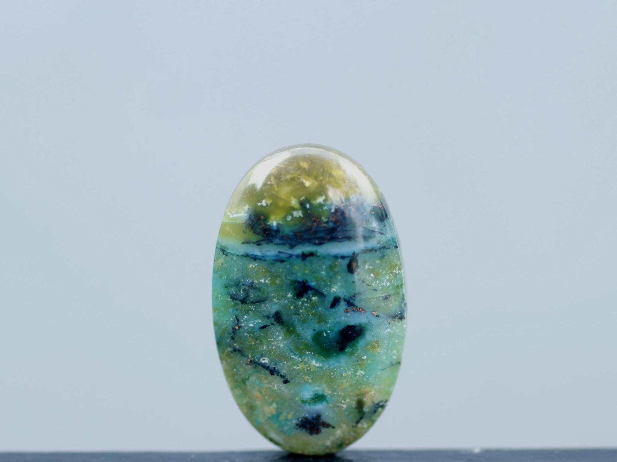 Blue Opalized Petrified Wood Copper Inside Loose Gemstone Cabochon, Opal Earrings, Healing Drop Earrings, Grounding Earrings Jewelry Gift