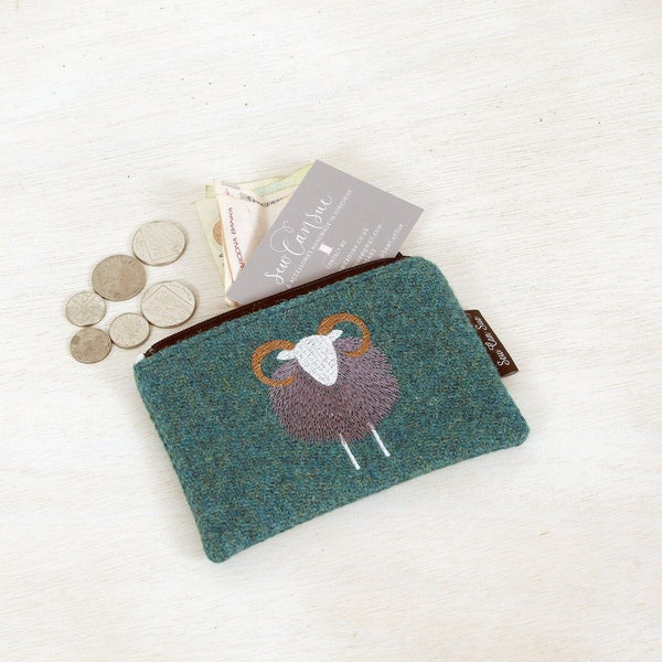Harris Tweed coin purse, herdwick sheep gift, wool coin pouch, change purse, notions  pouch