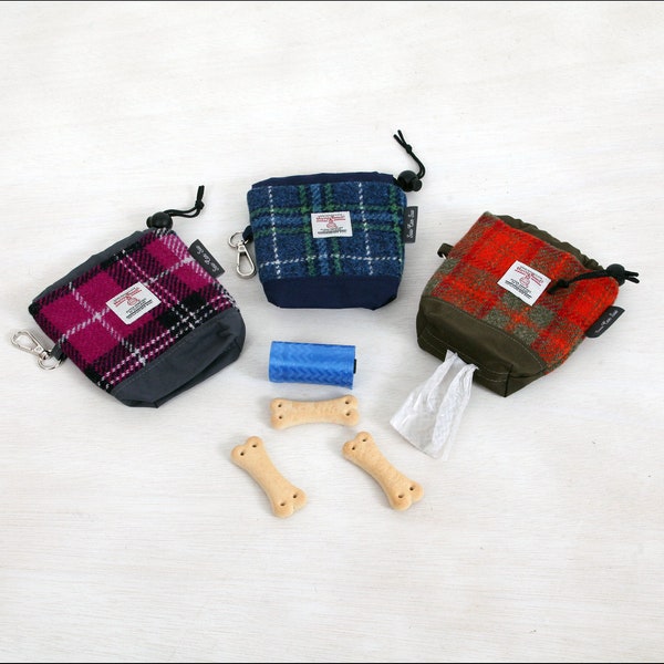 Harris tweed dog treat bag/poop bag holder, pouch, various colours