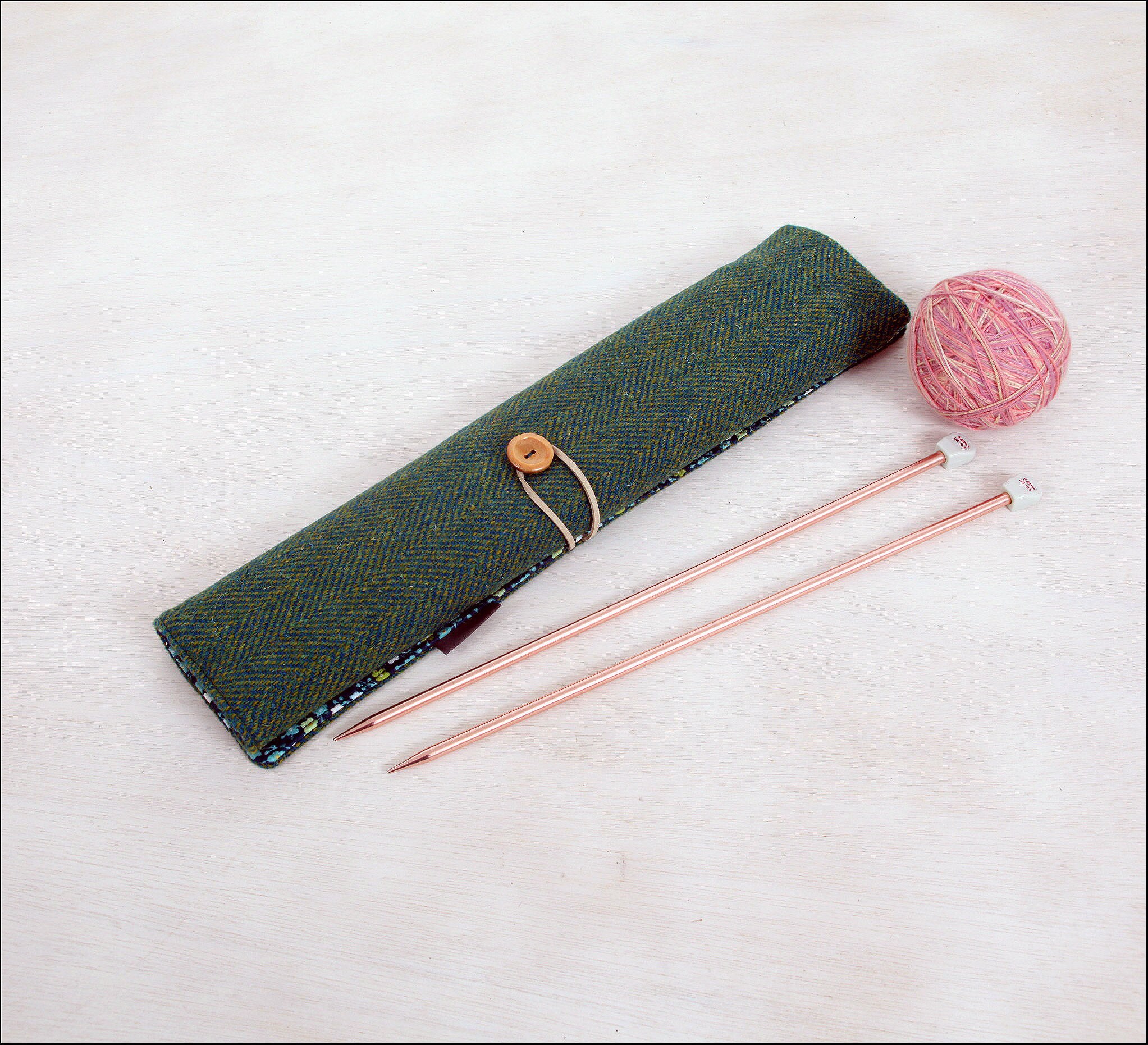Harris Tweed Extra Long Knitting Needle Case, Luxury